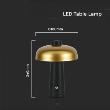 Dimmbare aufladbare LED-Touch-Tischleuchte LED/3W/5V 3000-6000K 1800 mAh schwarz/golden