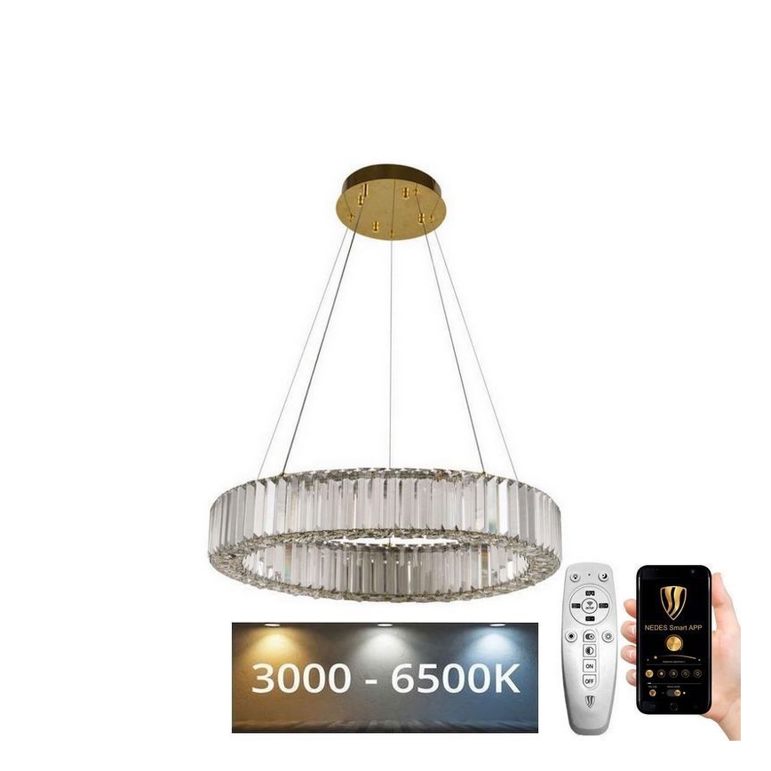 Dimmbarer LED-Kristall-Kronleuchter an Schnur LED/40W/230V 3000-6500K Chrom/golden + Fernbedienung