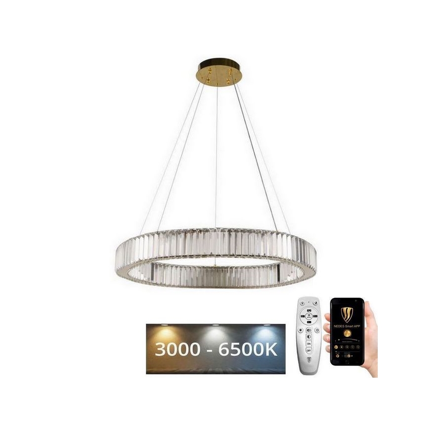 Dimmbarer LED-Kristall-Kronleuchter an Schnur LED/50W/230V 3000-6500K Chrom/golden + Fernbedienung