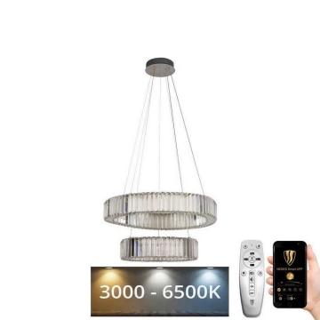 Dimmbarer LED-Kristall-Kronleuchter an Schnur LED/65W/230V 3000-6500K Chrom + Fernbedienung