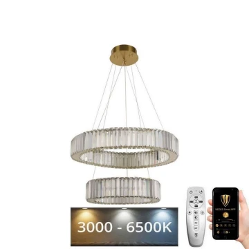 Dimmbarer LED-Kristall-Kronleuchter an Schnur LED/65W/230V 3000-6500K Chrom/golden + Fernbedienung