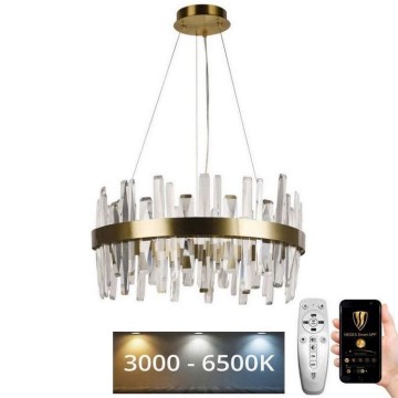 Dimmbarer LED-Kristall-Kronleuchter an Schnur LED/80W/230V 3000-6500K golden + Fernbedienung
