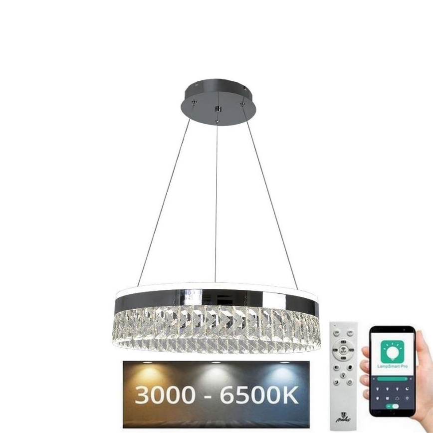 Dimmbarer LED-Kristall-Kronleuchter an Schnur LED/90W/230V 3000-6500K Chrom + Fernbedienung
