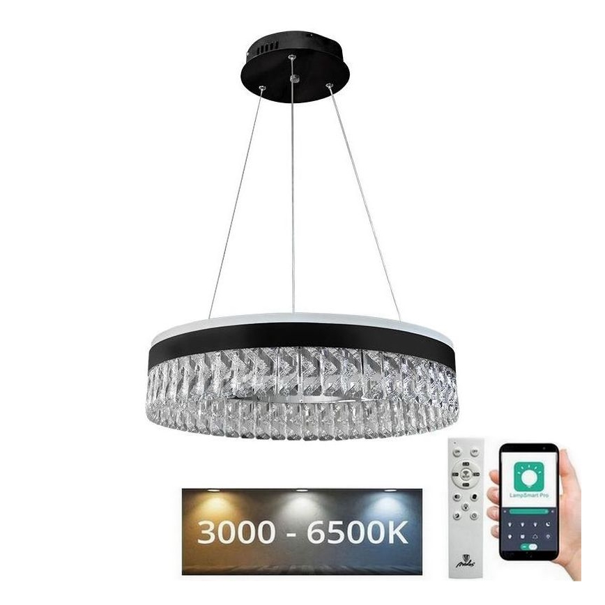 Dimmbarer LED-Kristall-Kronleuchter an Schnur LED/90W/230V 3000-6500K schwarz + Fernbedienung