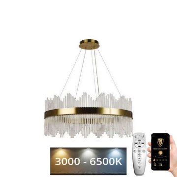Dimmbarer LED-Kristallkronleuchter an Schnur LED/110W/230V 3000-6500K golden + Fernbedienung