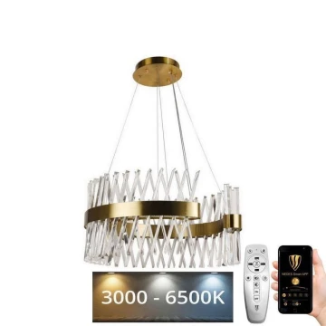 Dimmbarer LED-Kristallkronleuchter an Schnur LED/130W/230V 3000-6500K golden + Fernbedienung