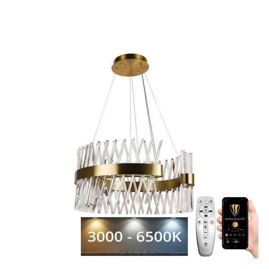 Dimmbarer LED-Kristallkronleuchter an Schnur LED/130W/230V 3000-6500K golden + Fernbedienung