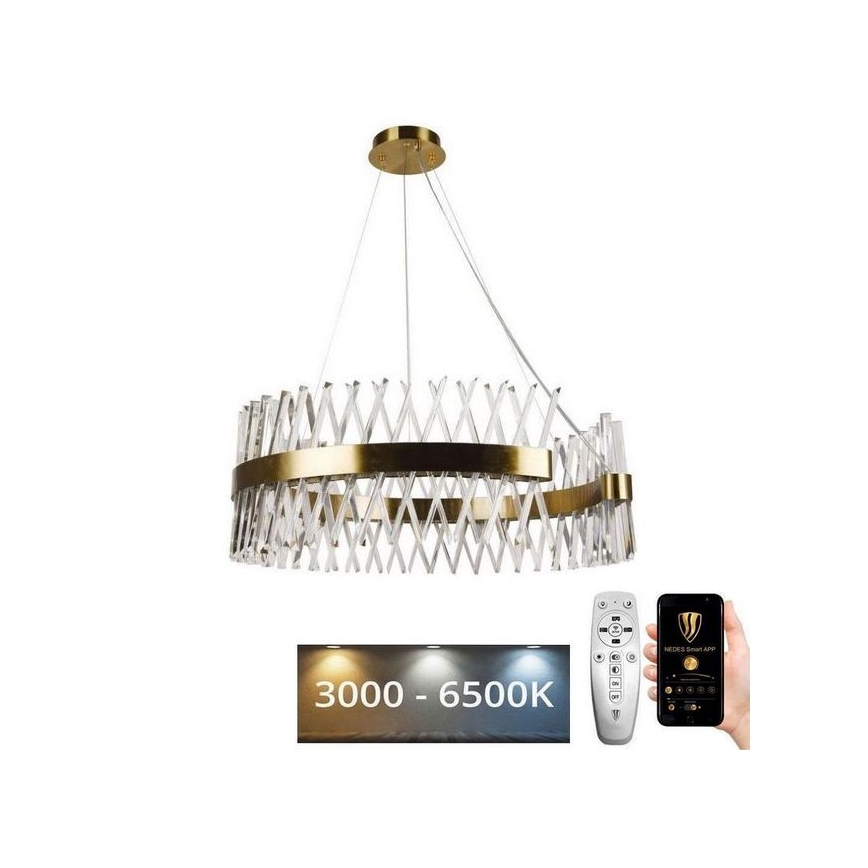 Dimmbarer LED-Kristallkronleuchter an Schnur LED/175W/230V 3000-6500K golden + Fernbedienung