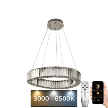 Dimmbarer LED-Kristallkronleuchter an Schnur LED/40W/230V 3000-6500K Chrom + Fernbedienung