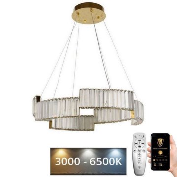 Dimmbarer LED-Kristallkronleuchter an Schnur LED/40W/230V 3000-6500K golden + Fernbedienung