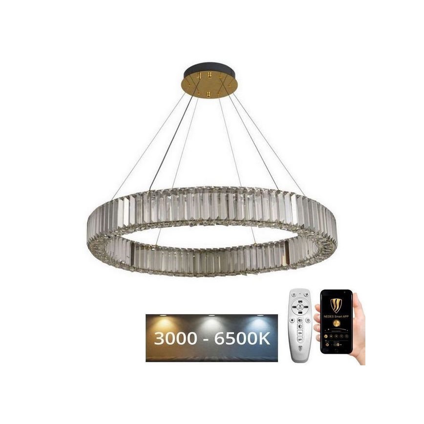 Dimmbarer LED-Kristallkronleuchter an Schnur LED/50W/230V 3000-6500K Chrom/golden + Fernbedienung