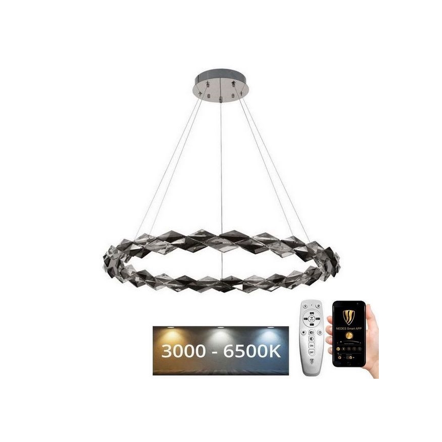 Dimmbarer LED-Kristallkronleuchter an Schnur LED/55W/230V 3000-6500K Chrom + Fernbedienung