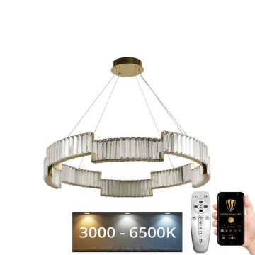Dimmbarer LED-Kristallkronleuchter an Schnur LED/60W/230V 3000-6500K golden + Fernbedienung