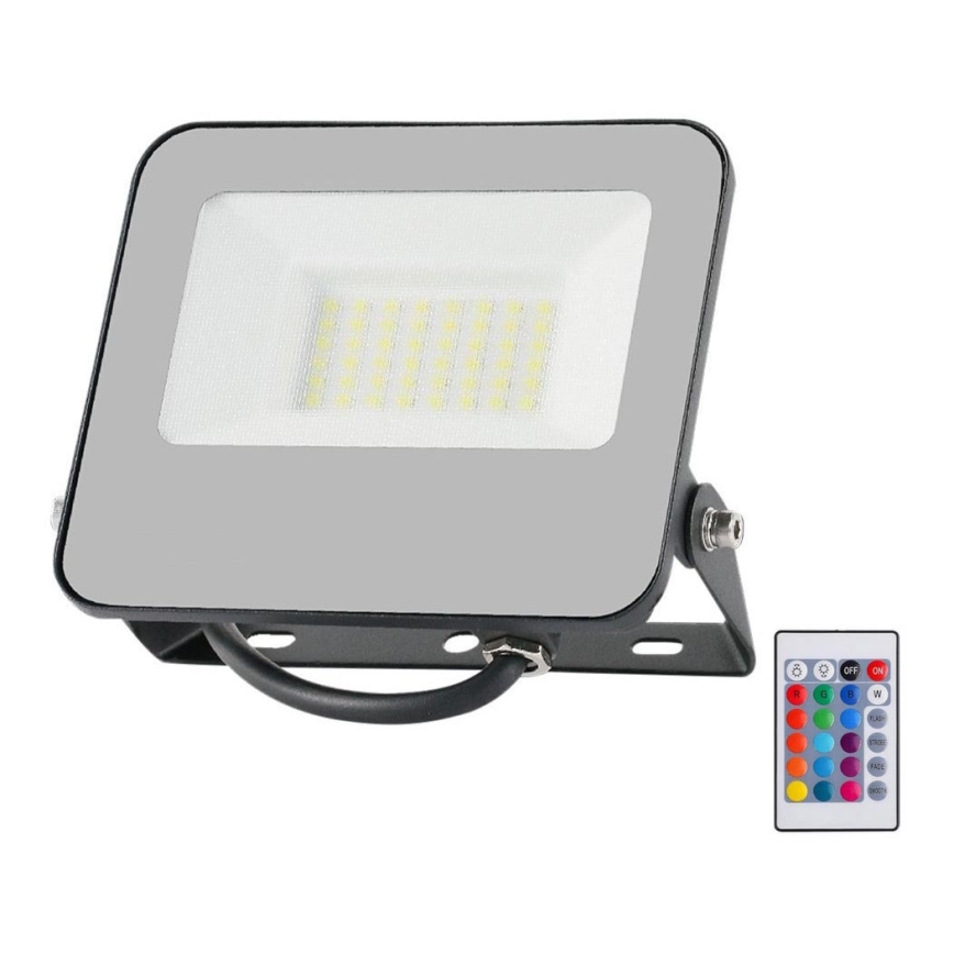 Dimmbarer LED-RGBW-Strahler LED/30W/230V IP65 grau + Fernbedienung