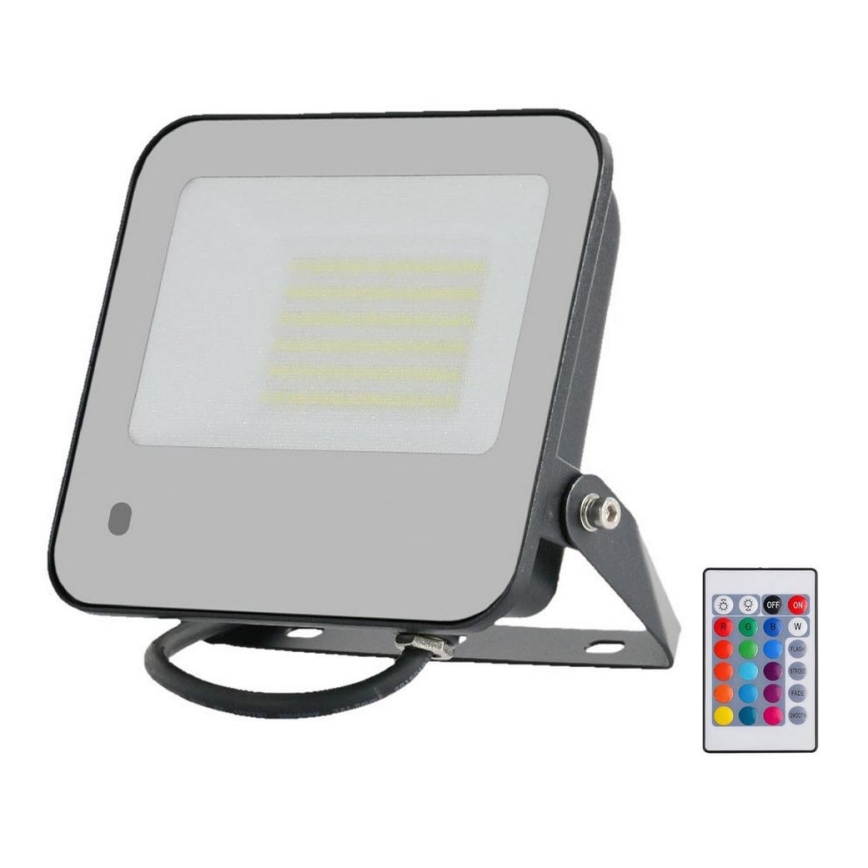 Dimmbarer LED-RGBW-Strahler LED/50W/230V IP65 grau + Fernbedienung