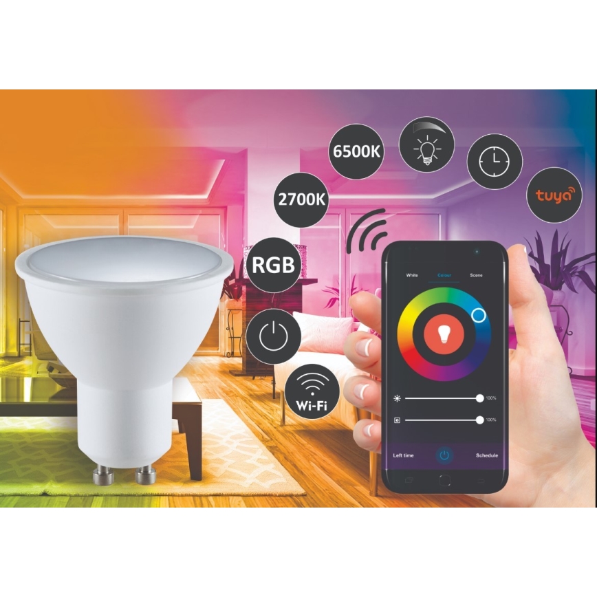 Dimmbares RGBW-LED-Leuchtmittel G45 GU10/5,5W/230V 2700-6500K Wi-Fi Tuya