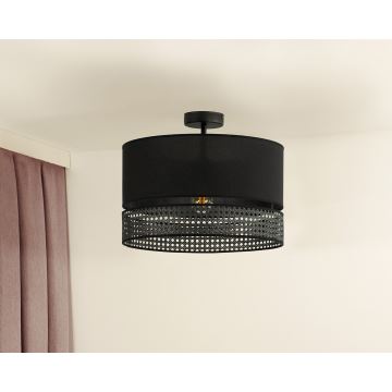 Duolla - Aufbauleuchte DOUBLE RATTAN 1xE27/15W/230V schwarz