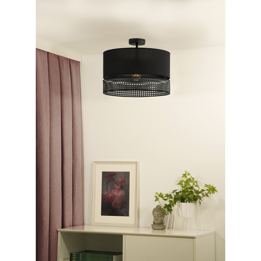 Duolla - Aufbauleuchte DOUBLE RATTAN 1xE27/15W/230V schwarz