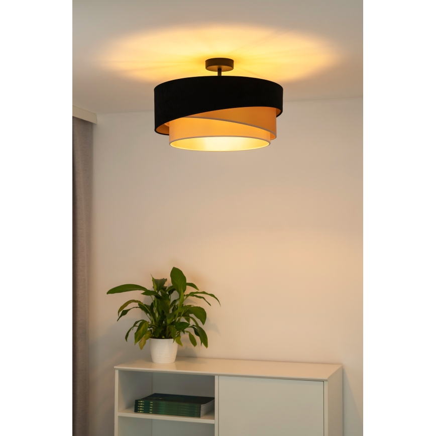 Duolla - Aufbauleuchte KOBO 1xE27/15W/230V d 45 cm schwarz/golden/cremefarben