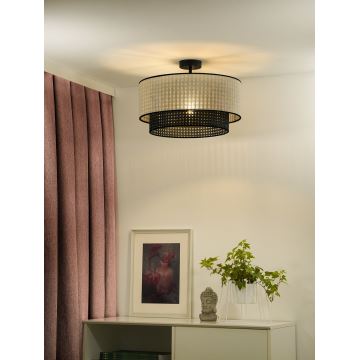 Duolla - Aufbauleuchte RATTAN YUTE 1xE27/15W/230V grau/schwarz