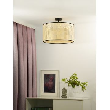 Duolla - Aufbauleuchte ROLLER RATTAN 1xE27/15W/230V beige/schwarz