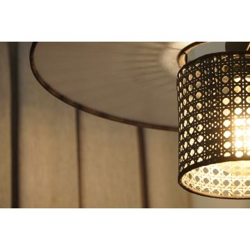 Duolla - Aufbauleuchte TOKYO RATTAN 1xE27/15W/230V schwarz/silbern