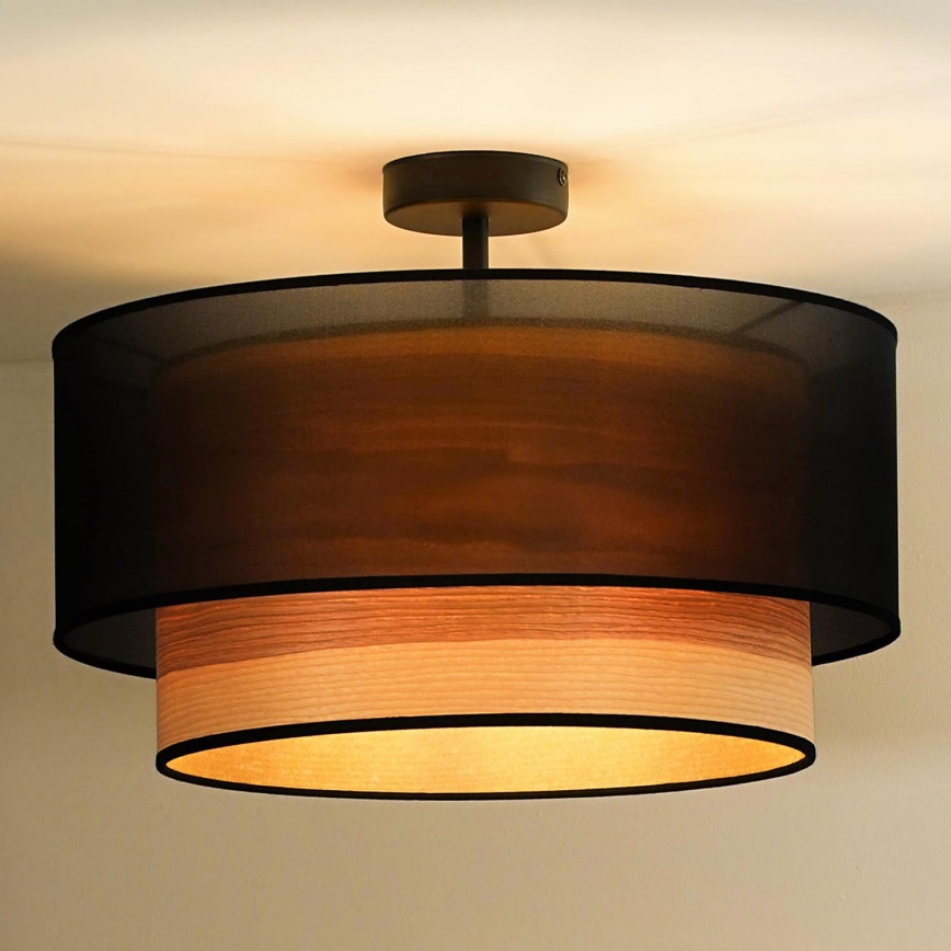 Duolla - Aufbauleuchte WOOD BOHO 1xE27/15W/230V schwarz/beige