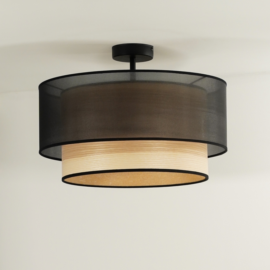 Duolla - Aufbauleuchte WOOD BOHO 1xE27/15W/230V schwarz/beige