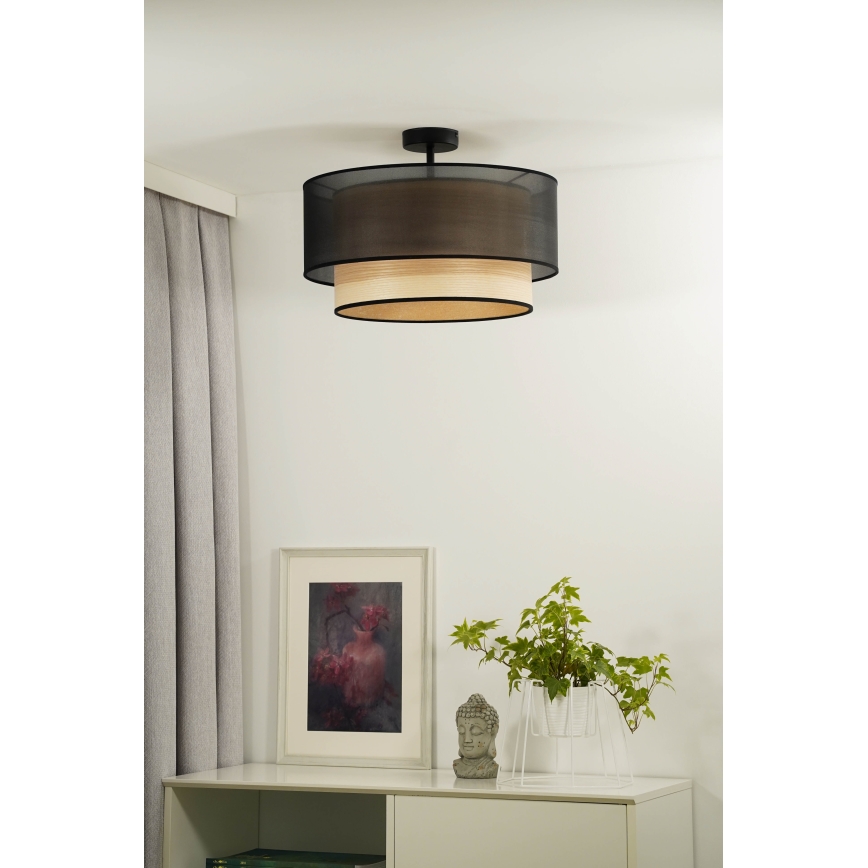 Duolla - Aufbauleuchte WOOD BOHO 1xE27/15W/230V schwarz/beige