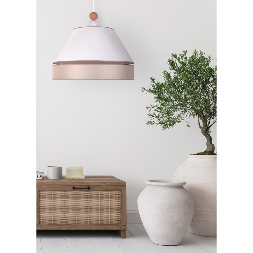 Duolla - Hängeleuchte an Schnur AVIGNON 1xE27/15W/230V d 50 cm weiß/beige