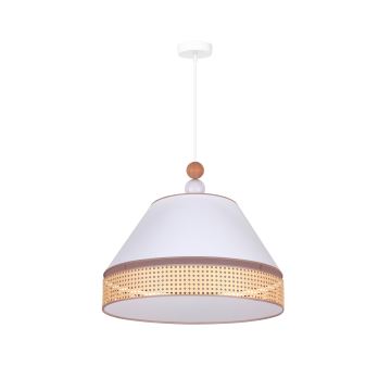 Duolla - Hängeleuchte an Schnur AVIGNON 1xE27/15W/230V d 50 cm weiß/Rattan