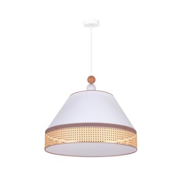 Duolla - Hängeleuchte an Schnur AVIGNON 1xE27/15W/230V d 60 cm weiß/Rattan