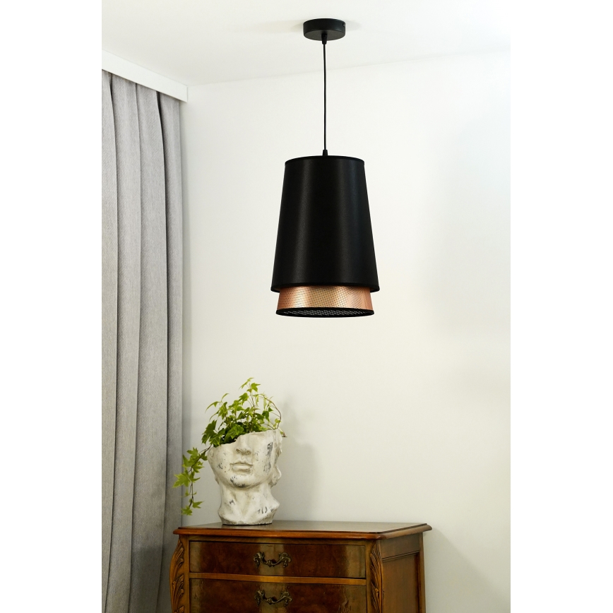 Duolla - Hängeleuchte an Schnur BELL SHINY 1xE27/15W/230V schwarz/kupfern