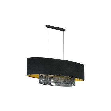 Duolla - Hängeleuchte an Schnur DOUBLE OVAL RATTAN 2xE27/15W/230V schwarz/Rattan