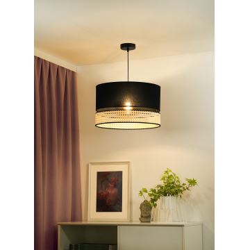 Duolla - Hängeleuchte an Schnur DOUBLE RATTAN 1xE27/15W/230V schwarz/beige