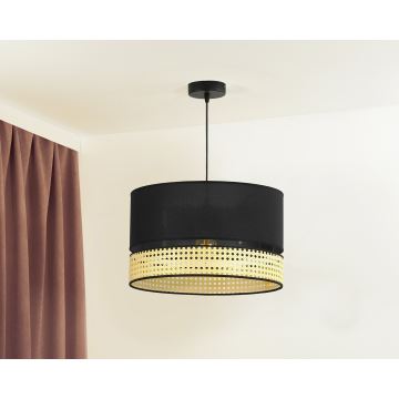 Duolla - Hängeleuchte an Schnur DOUBLE RATTAN 1xE27/15W/230V schwarz/beige