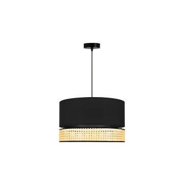 Duolla - Hängeleuchte an Schnur DOUBLE RATTAN 1xE27/15W/230V schwarz/beige