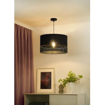 Duolla - Hängeleuchte an Schnur DOUBLE RATTAN 1xE27/15W/230V schwarz