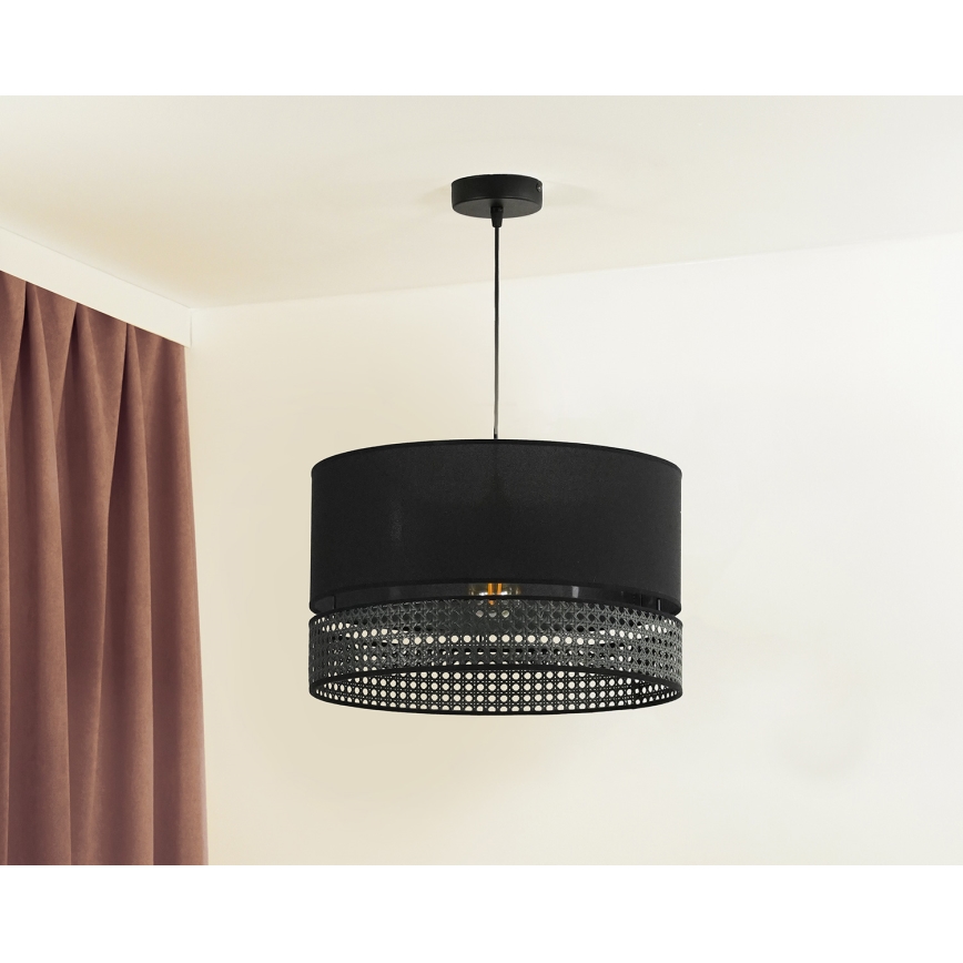 Duolla - Hängeleuchte an Schnur DOUBLE RATTAN 1xE27/15W/230V schwarz