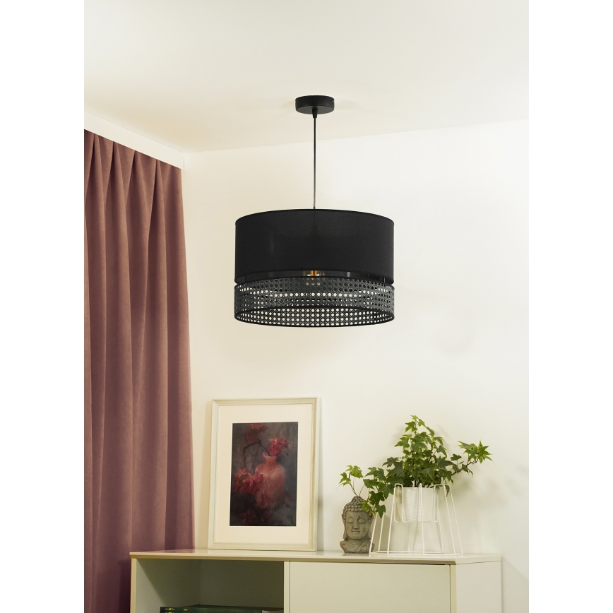 Duolla - Hängeleuchte an Schnur DOUBLE RATTAN 1xE27/15W/230V schwarz