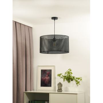 Duolla - Hängeleuchte an Schnur ROLLER RATTAN 1xE27/15W/230V schwarz