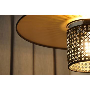 Duolla - Hängeleuchte an Schnur TOKYO RATTAN 1xE27/15W/230V golden/schwarz