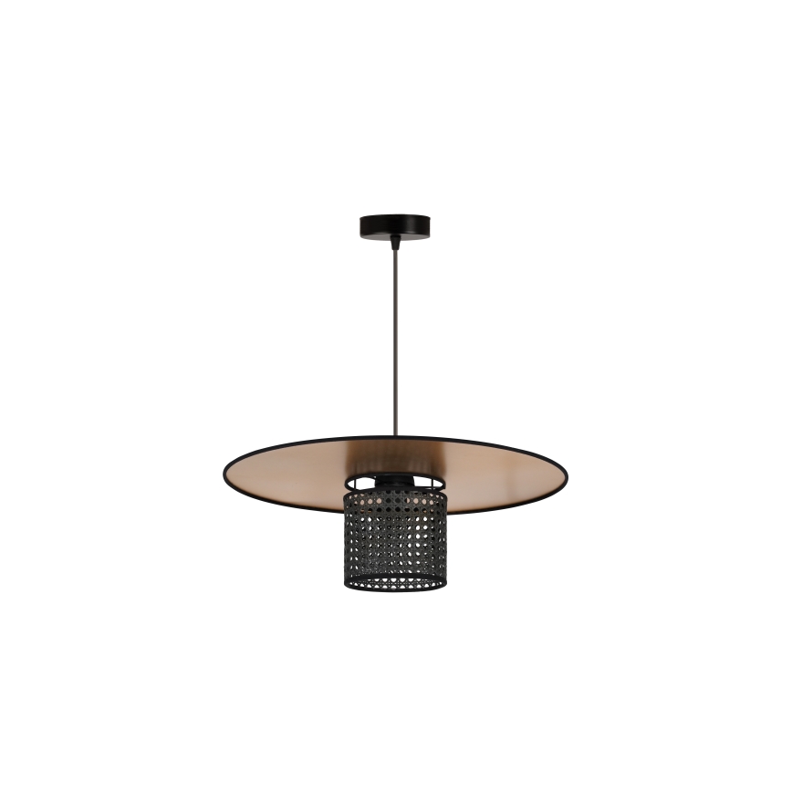 Duolla - Hängeleuchte an Schnur TOKYO RATTAN 1xE27/15W/230V golden/schwarz