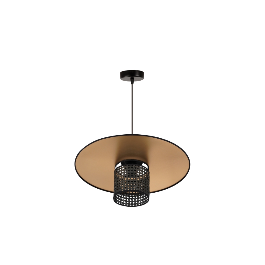 Duolla - Hängeleuchte an Schnur TOKYO RATTAN 1xE27/15W/230V golden/schwarz