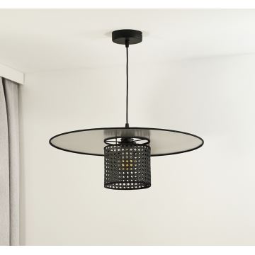 Duolla - Hängeleuchte an Schnur TOKYO RATTAN 1xE27/15W/230V schwarz/silbern