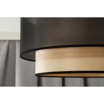 Duolla - Hängeleuchte an Schnur WOOD BOHO 1xE27/15W/230V schwarz/beige