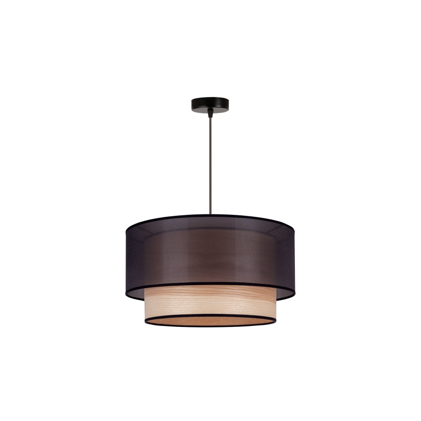 Duolla - Hängeleuchte an Schnur WOOD BOHO 1xE27/15W/230V schwarz/beige