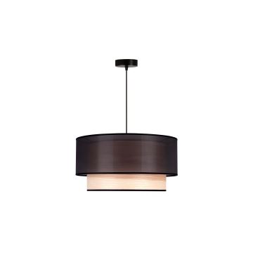 Duolla - Hängeleuchte an Schnur WOOD BOHO 1xE27/15W/230V schwarz/beige