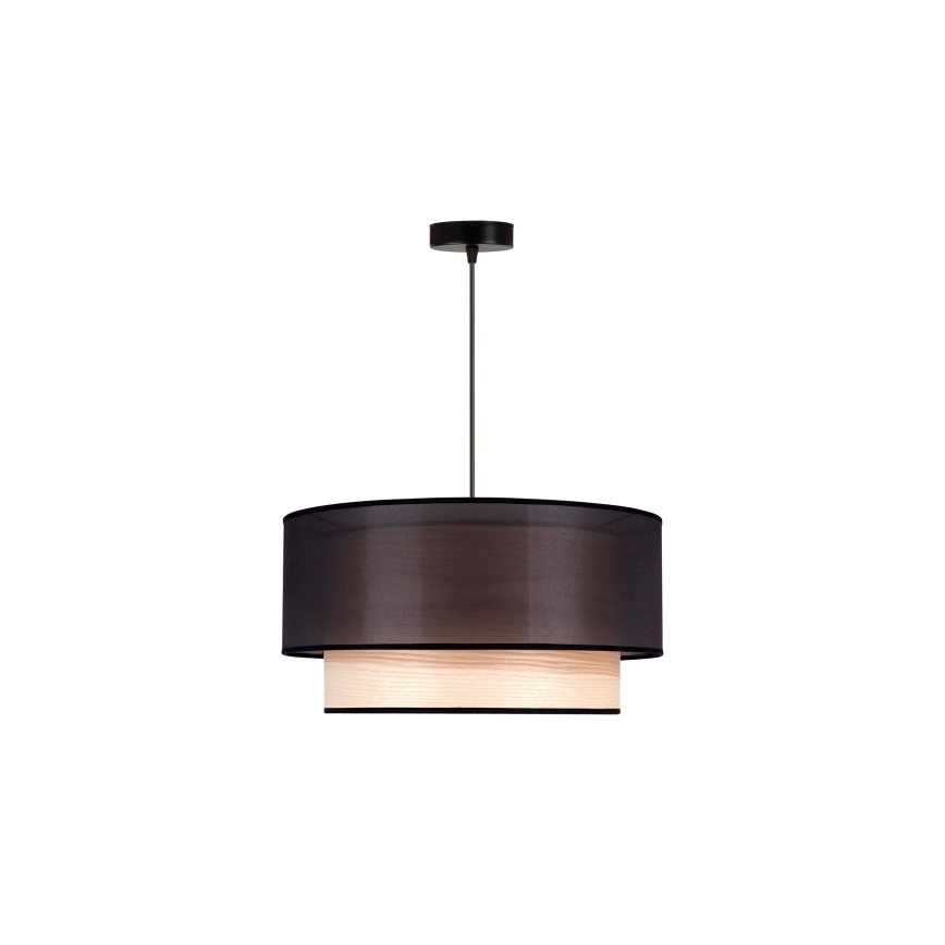 Duolla - Hängeleuchte an Schnur WOOD BOHO 1xE27/15W/230V schwarz/beige