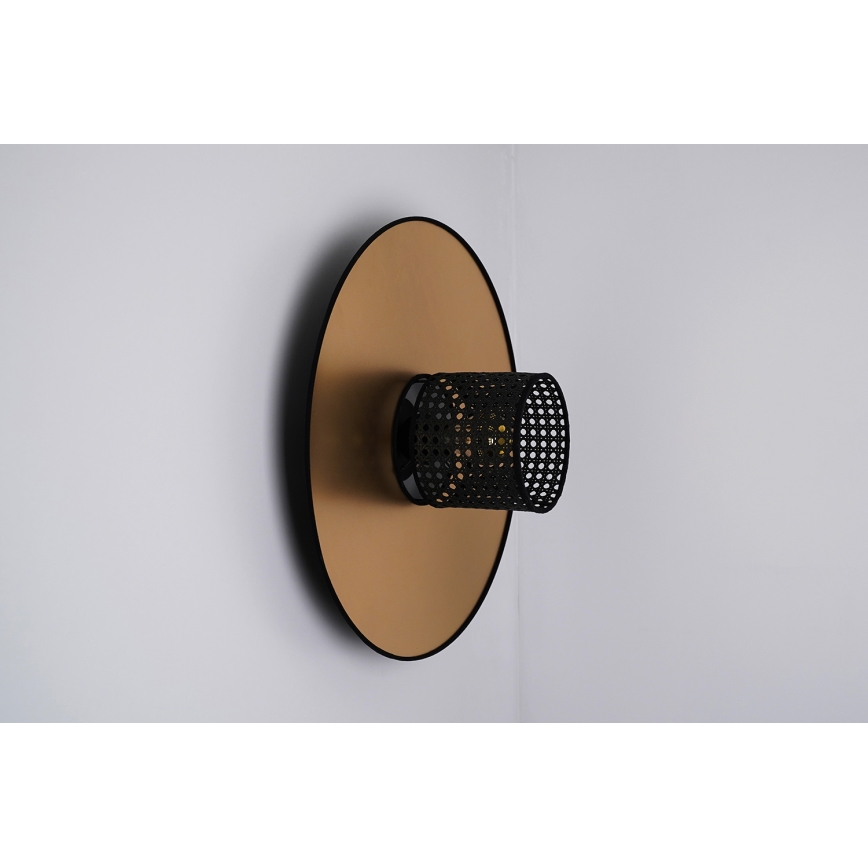 Duolla - Wandleuchte TOKYO RATTAN 1xE27/15W/230V golden/schwarz